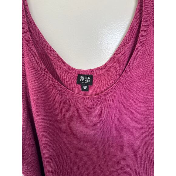Eileen Fisher Cerise Purple Scoop Neck Linen/Cotton Shell Tank Top Size 2X - Picture 3 of 4